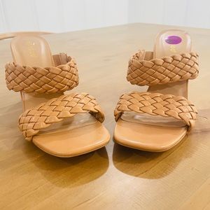 Bamboo Women’s Braided Square Open Toe Heeled Sandals